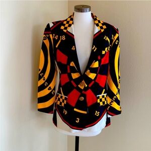 Moschino Black and Yellow Patterned Blazer